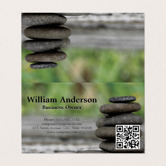Mediation | Gestapelte Steine | QR-Code Visitenkarten (Außenseite Aufgefaltet)