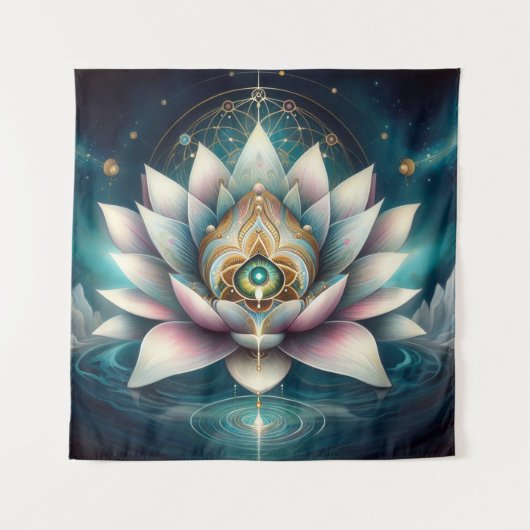 Mediation Lotus Wandteppich (Vorderseite)