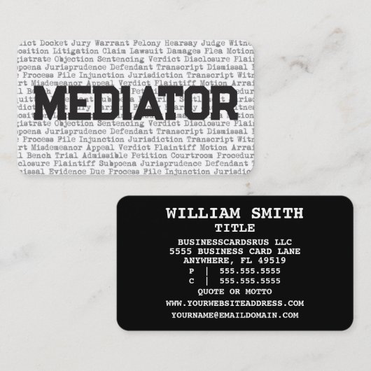 Mediator Legal Words Business Card Visitenkarte (Vorne/Hinten)