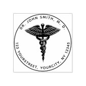 Medical 3d Caduceus Symbol Runde Rücksendeadresse Gummistempel (Prägung)