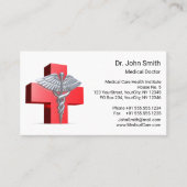Medical 3D Silver Caduceus Cross Red Terminkarte (Vorderseite)