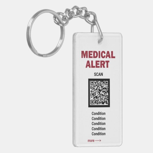 *~* Medical Alert AP38 QR FOTO ICE Schlüsselanhäng Schlüsselanhänger (Vorderseite links)