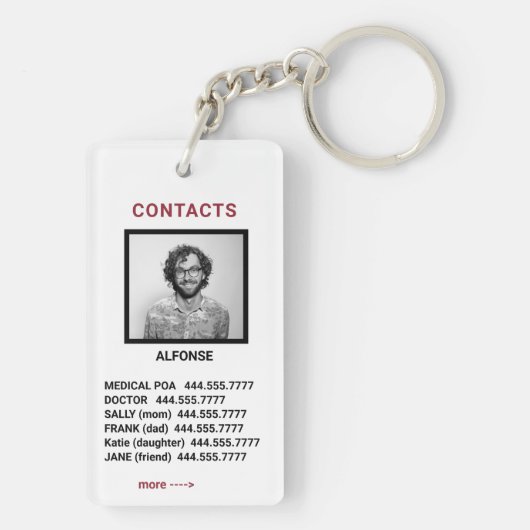 *~* Medical Alert AP38 QR FOTO ICE Schlüsselanhäng Schlüsselanhänger (Rückseite)