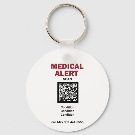 *~* Medical Alert AP38 QR ICE Keychain Schlüsselanhänger (Vorderseite)