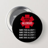 Medical Alert Series Allergies Personalize  Button (Vorne & Hinten)