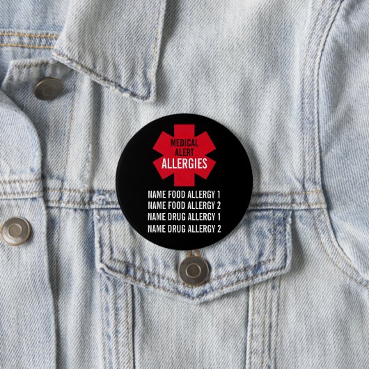 Medical Alert Series Allergies Personalize  Button (Beispiel)