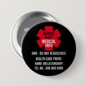 Medical Alert Series Healthcare Proxy Personalize Button (Vorne & Hinten)