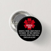 Medical Alert Series Medical Info Personalize Button (Vorne & Hinten)