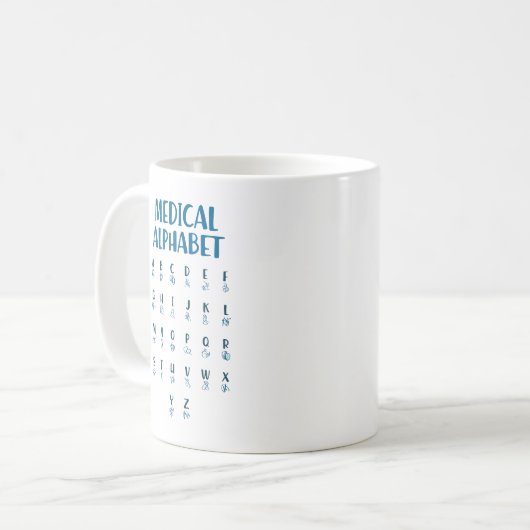Medical Alphabet Kaffeetasse (Vorderseite Links)