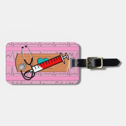 Medical Big Bandaid Pink II Gepäckanhänger (Vorderseite horizontal)