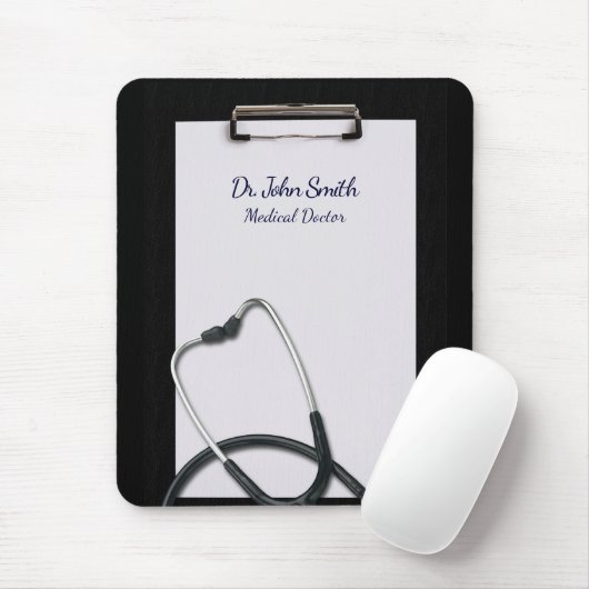 Medical Black Clipboard with Stethoscope Mousepad (Mit Mouse)