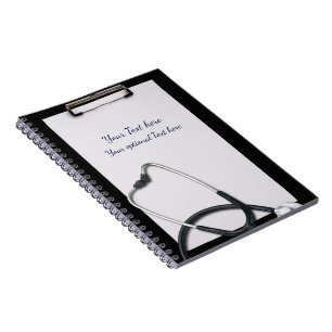 Medical Black Clipboard with Stethoscope Notizblock