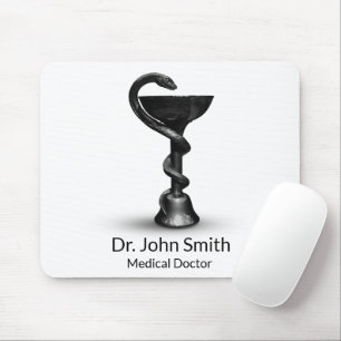 Medical Black Snake Bowl Hygieia White Caduceus Mousepad