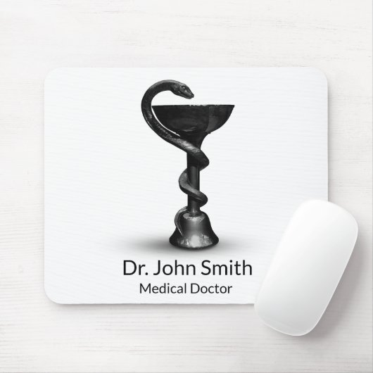 Medical Black Snake Bowl Hygieia White Caduceus Mousepad (Mit Mouse)