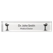 Medical Black Snake Bowl Hygieia White Caduceus Namensplakette (Vorderseite)