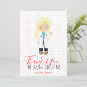 Medical Blonde Doctor Red Typografy Polka Dot Dankeskarte (Stehend Vorderseite)