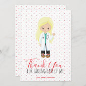 Medical Blonde Doctor Red Typografy Polka Dot Dankeskarte (Vorne/Hinten)