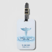 Medical Blue Caduceus Hermes Rod Water Ripples Gepäckanhänger (Vorderseite Vertikal)