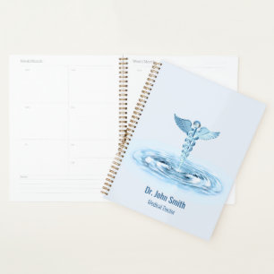 Medical Blue Caduceus Water Ripples Hermes Rod Planer