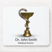 Medical Bronze Snake Bowl Hygieia White Caduceus Mousepad (Vorne)