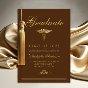 Medical Brown Gold Caduceus Uni-Abschluß Ankündigung