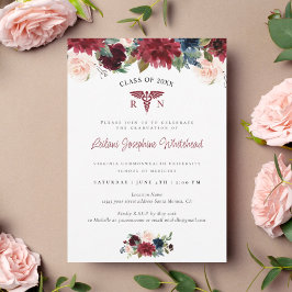 Medical Burgundy Red Floral Graduation Party