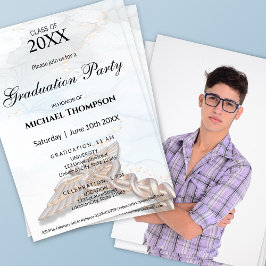 Medical Caduceus Copper Rose Gold Graduation Photo Einladung