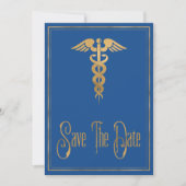Medical Caduceus Doctor Nurse Blue Save the Date (Vorderseite)