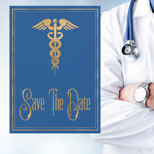 Medical Caduceus Doctor Nurse Blue Save the Date