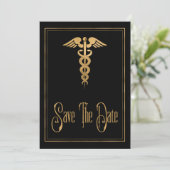 Medical Caduceus Doctor Nurse Blue Save The Date (Stehend Vorderseite)
