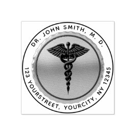 Medical Caduceus Emblem Round Return Address Gummistempel