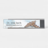 Medical Caduceus Kupfer Luxus Marmor Rose Gold Schreibtischnamensplakette (Vorderseite )