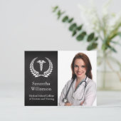 Medical Caduceus Laurel Ankündigungspostkarte (Stehend Vorderseite)