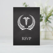 Medical Caduceus Laurel RSVP Karte (Stehend Vorderseite)