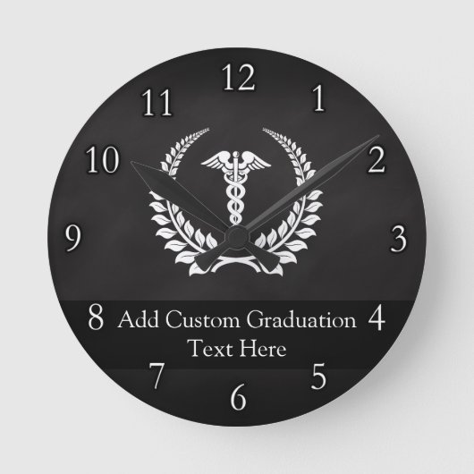 Medical Caduceus Laurel Runde Wanduhr (Vorderseite)