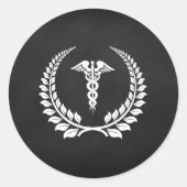 Medical Caduceus Laurel Runder Aufkleber (Vorderseite)