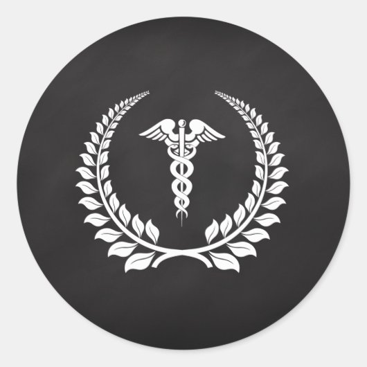 Medical Caduceus Laurel Runder Aufkleber (Vorderseite)