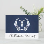 Medical Caduceus Laurel w/Blue Einladung (Stehend Vorderseite)