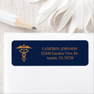 Medical Caduceus Navy Blue Gold Doctor