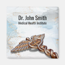 Medical Caduceus Rose Gold Luxus Kupfermarmor Magnet