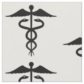 Medical Caduceus schwarze und weiße Baumwolle Stoff (Nahaufnahme)