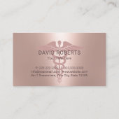 Medical Caduceus Symbol Blush Rose Gold Visitenkarte (Rückseite)