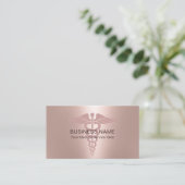 Medical Caduceus Symbol Blush Rose Gold Visitenkarte (Stehend Vorderseite)