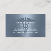 Medical Caduceus Symbol Elegant Dusty Blue Visitenkarte (Rückseite)
