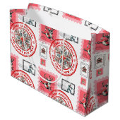 Medical Christmas Stamp Collage Art Große Geschenktüte (Rückseite Schrägansicht)