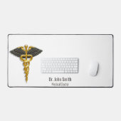 Medical Classy Elegant Gold Caduceus Black Wings Schreibtischunterlage (Tastatur & Maus)