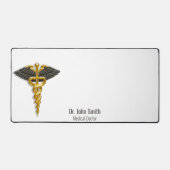 Medical Classy Elegant Gold Caduceus Black Wings Schreibtischunterlage (Vorderseite)