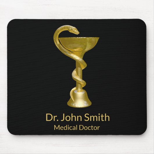 Medical Classy Schlange Bowl Hygieia Gold Caduceus Mousepad (Vorne)