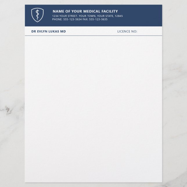 Medical Clinic Navy Minimalist Briefbogen (Vorderseite)