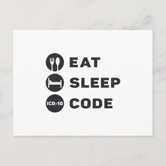 Medical Coder Eat Sleep Code ICD Coding Programmer Postkarte (Vorderseite)